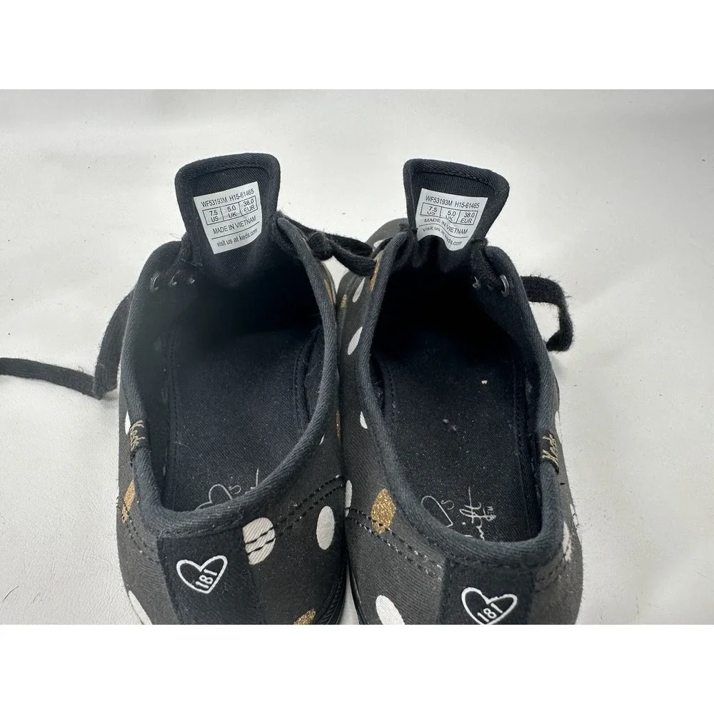Taylor Swift Keds Black Gold Polka dots Women's Size 7.5 Shoes‎